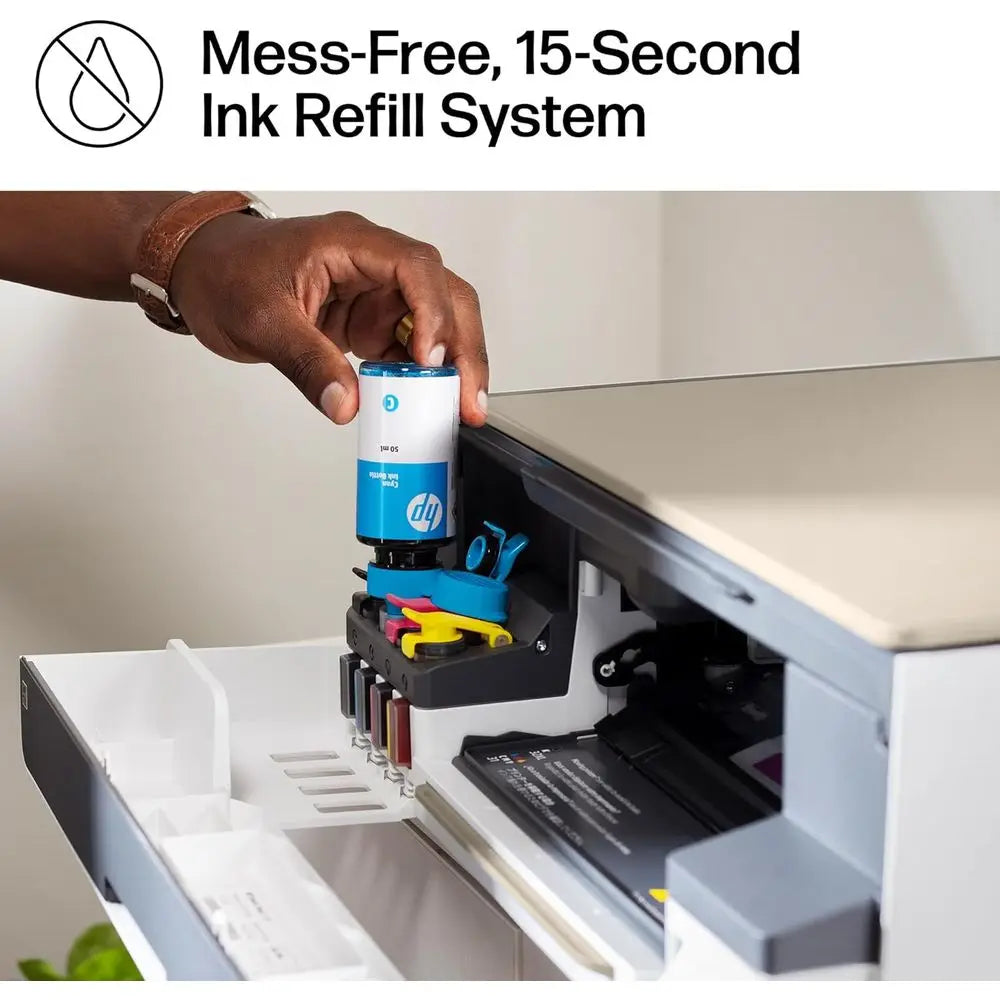 All-in-One Wireless Ink Tank Printer, Scanner, Copier with 2-Year Ink Supply, Home-Friendly, Cartridge-Free, Refillable, AI-Enab