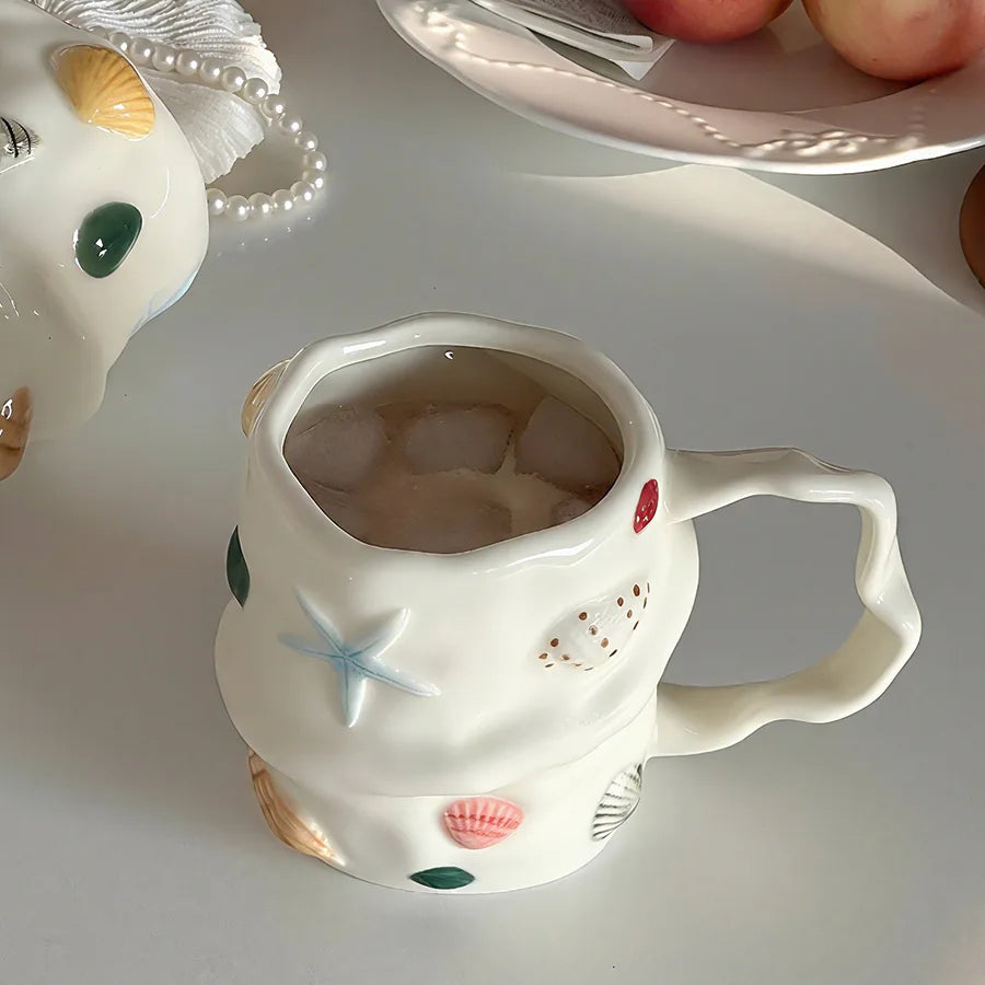 Ceramic cup Coffee cup Water cup Mug Tea cup Cup Bone china Jingdezhen ware Large capacity High-temperature fired Ivory-white po