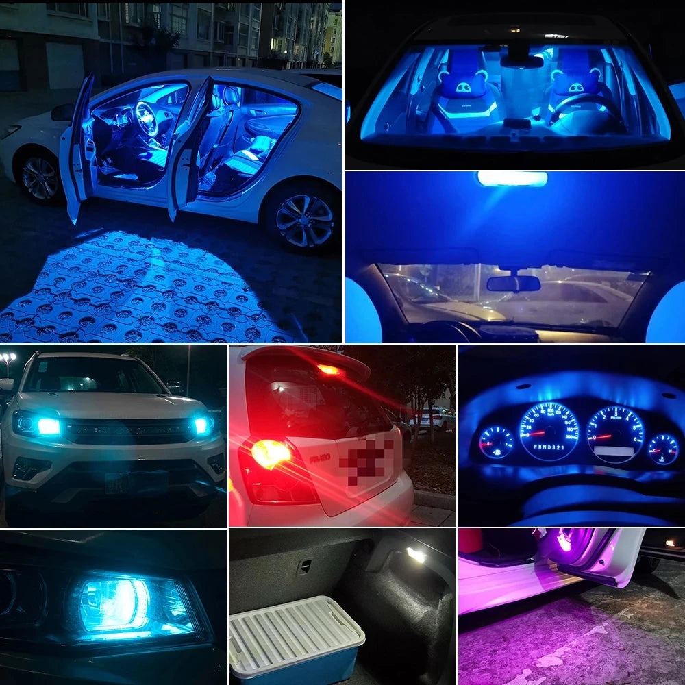 10X New W5W LED T10 Car Lights COB Glass Interior Parts Bulbs White ice blue Yellow Auto License Plate Lamp Dome Read Light 12V