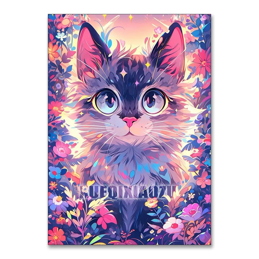 Cartoon Black Cat Diamond Painting Cute Girl Full Square/Round Diamond Mosaic Cross Stitch DIY Home Decoration Handmade Gift