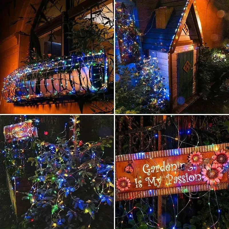 Led Solar Fairy String Lights 8 Modes Christmas Led Light Outdoor Garden Patio Wire Garland Light Christmas Lights