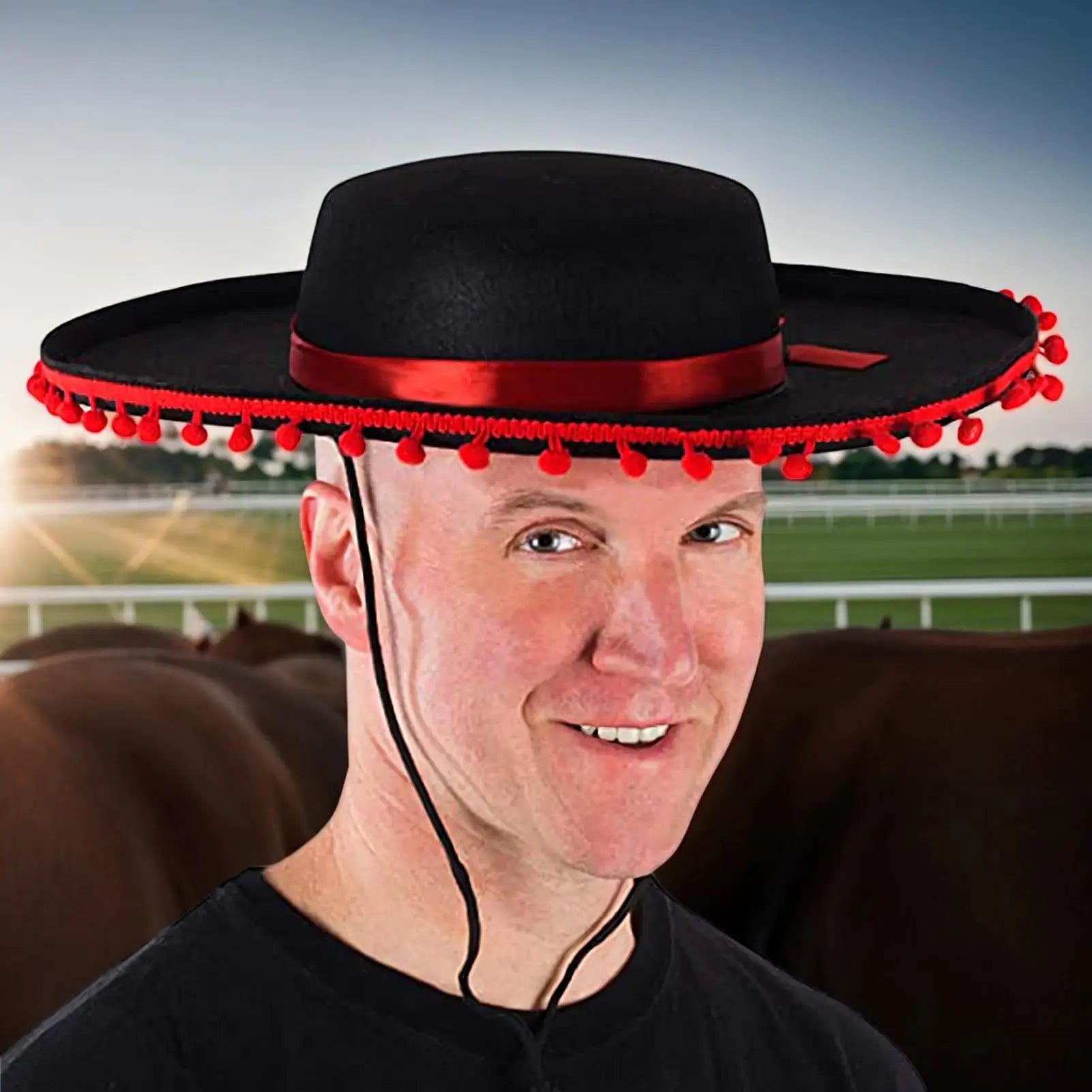 Mexican Hat Large Mexican Sombrero caps With Ball Flamenco Cosplay Costume With Pom-Poms Spanish Outfit Accessories For Holiday