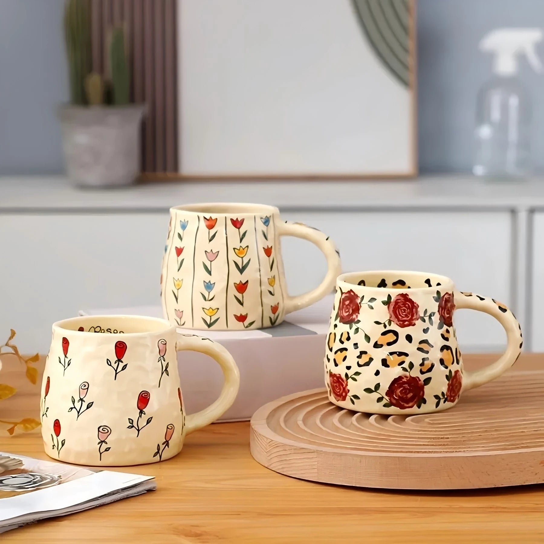1PC 350ml Handmade Unique Design Ceramic Mug, Coffee Mug for Tea, Coffee, Milk, Juice in Kitchen, Dining Room, Living Room