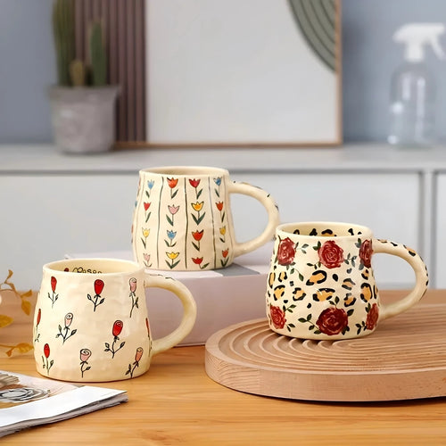 1PC 350ml Handmade Unique Design Ceramic Mug, Coffee Mug for Tea, Coffee, Milk, Juice in Kitchen, Dining Room, Living Room