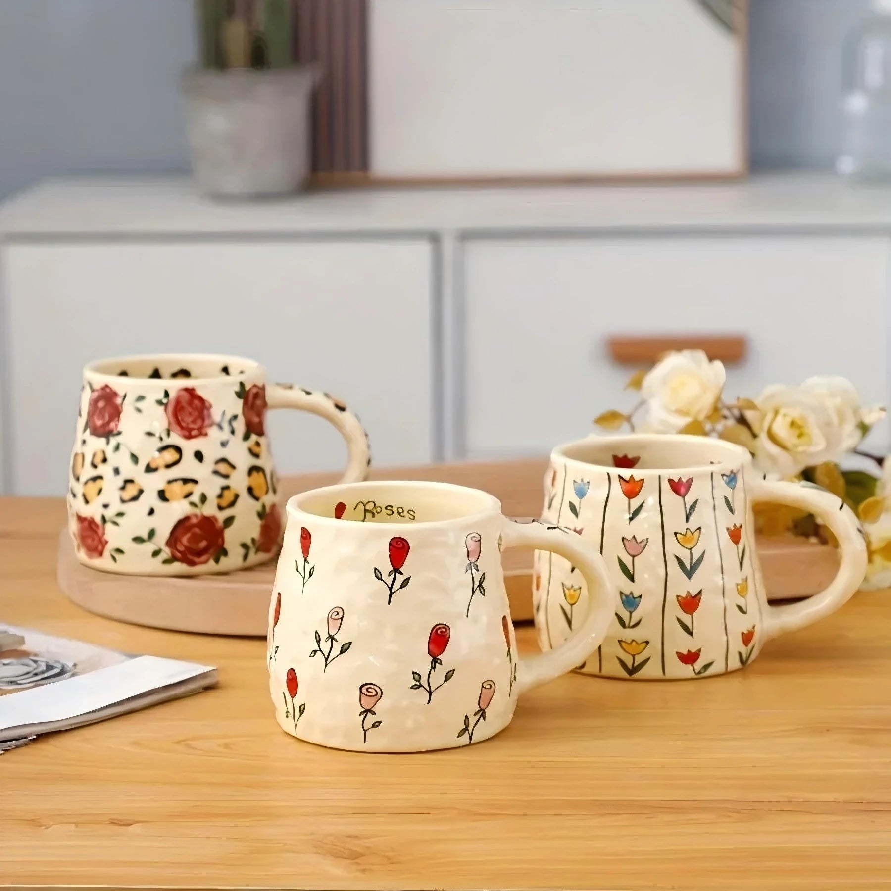 1PC 350ml Handmade Unique Design Ceramic Mug, Coffee Mug for Tea, Coffee, Milk, Juice in Kitchen, Dining Room, Living Room