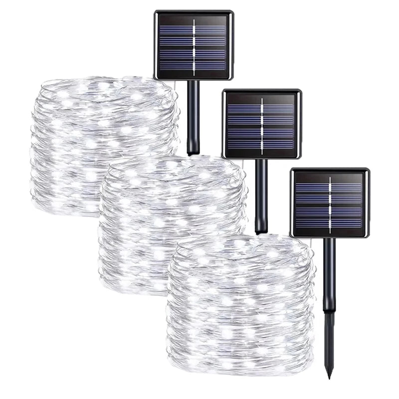 Led Solar Fairy String Lights 8 Modes Christmas Led Light Outdoor Garden Patio Wire Garland Light Christmas Lights