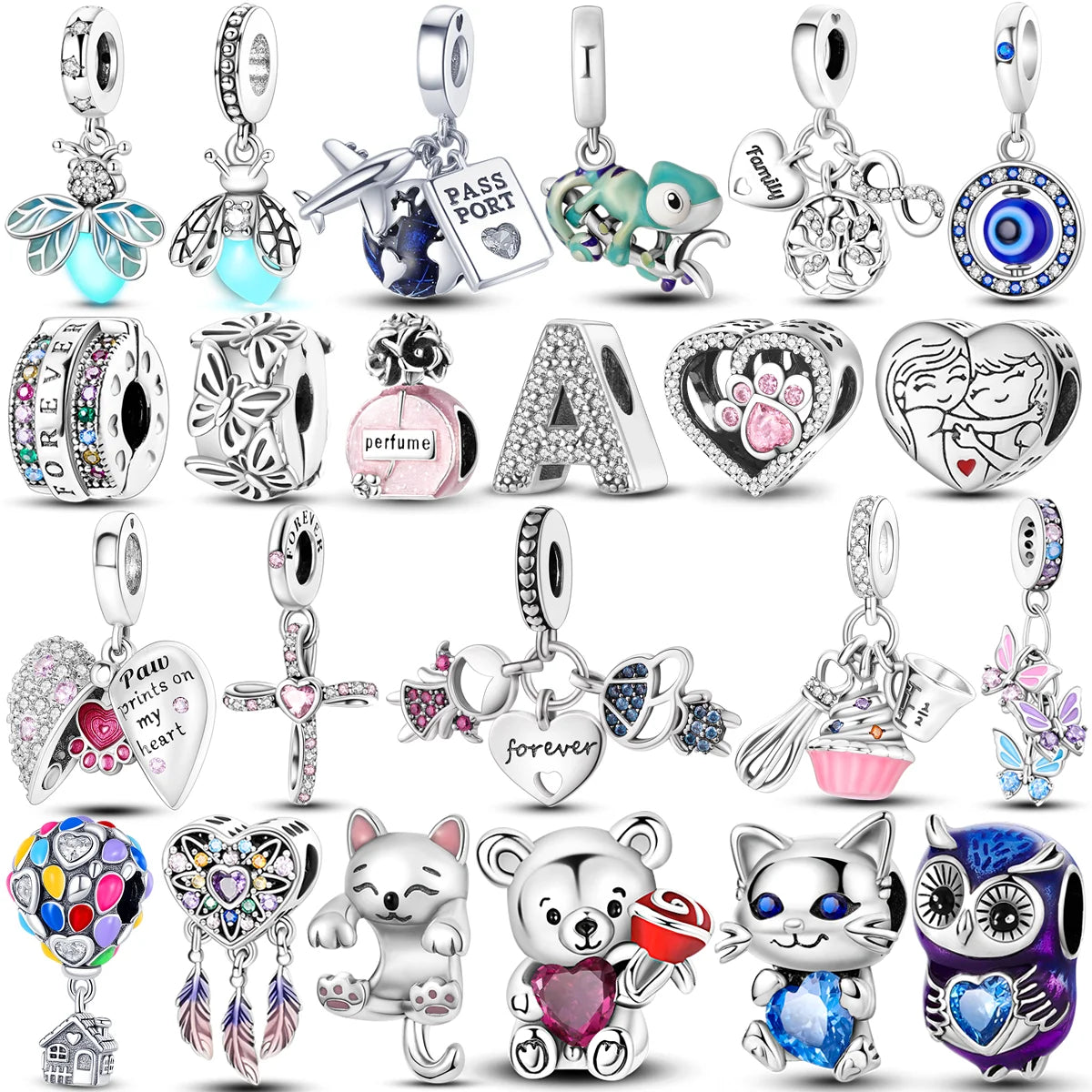 2026 Hot Sale Luminous Firefly Charms Beads 925 Sterling Silver Owl Cat Love Dangle Fit Original Bangle Bracelets DIY Jewelry
