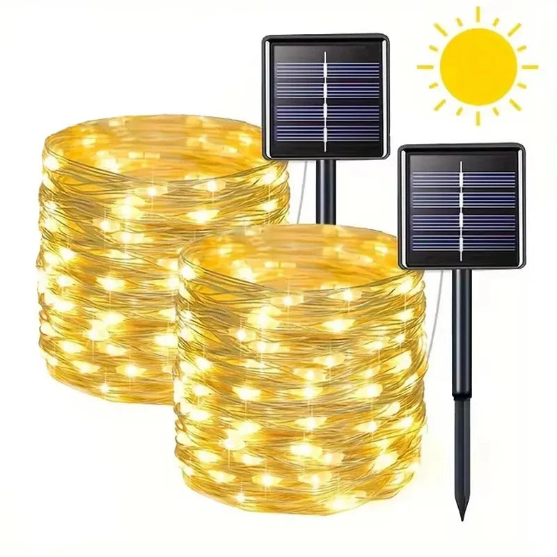 Led Solar Fairy String Lights 8 Modes Christmas Led Light Outdoor Garden Patio Wire Garland Light Christmas Lights