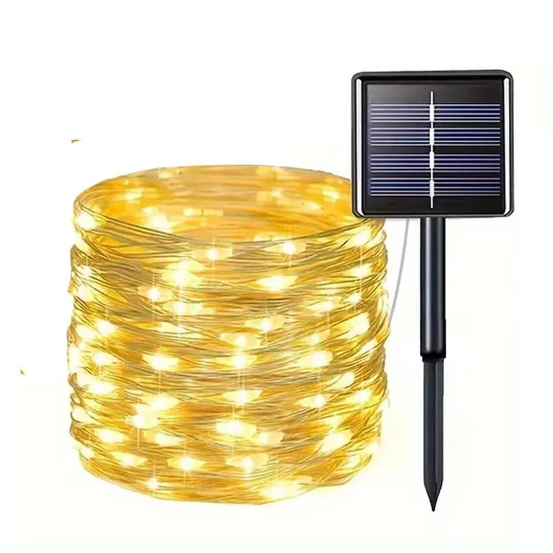 Led Solar Fairy String Lights 8 Modes Christmas Led Light Outdoor Garden Patio Wire Garland Light Christmas Lights