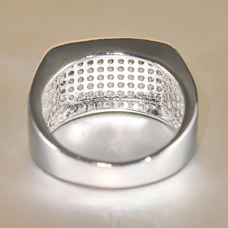 Huitan Geometric Bright Ring with Shiny Cubic Zirconia Exquisite Luxurious Finger Accessories Women Modern Wedding Party Jewelry