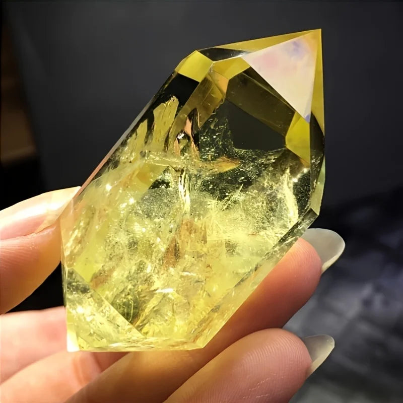 1pc of Natural Citrine Quartz Crystal Double-Ended Tower Wand - a Six-Faceted Double-Pointed Necklace