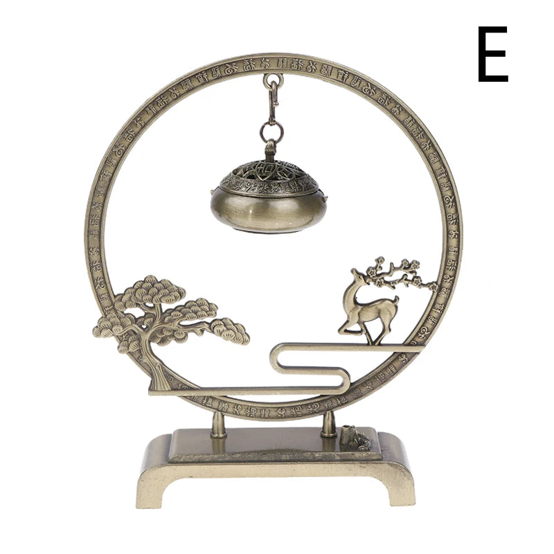 Lotus Flower Incense Burner Retro Hollow Out Zinc Alloy Hanging Lotus Burners Blessing Nasturtium Holder Home Office Decor