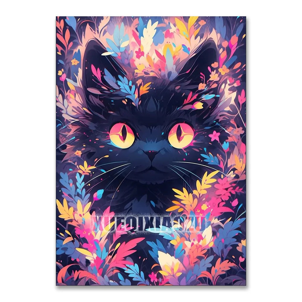 Cartoon Black Cat Diamond Painting Cute Girl Full Square/Round Diamond Mosaic Cross Stitch DIY Home Decoration Handmade Gift