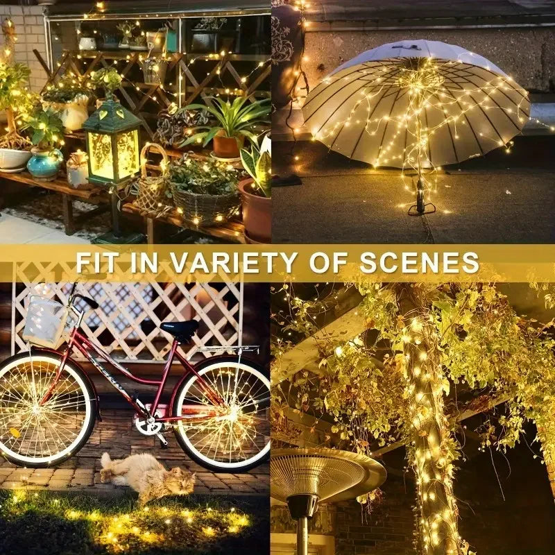 Led Solar Fairy String Lights 8 Modes Christmas Led Light Outdoor Garden Patio Wire Garland Light Christmas Lights