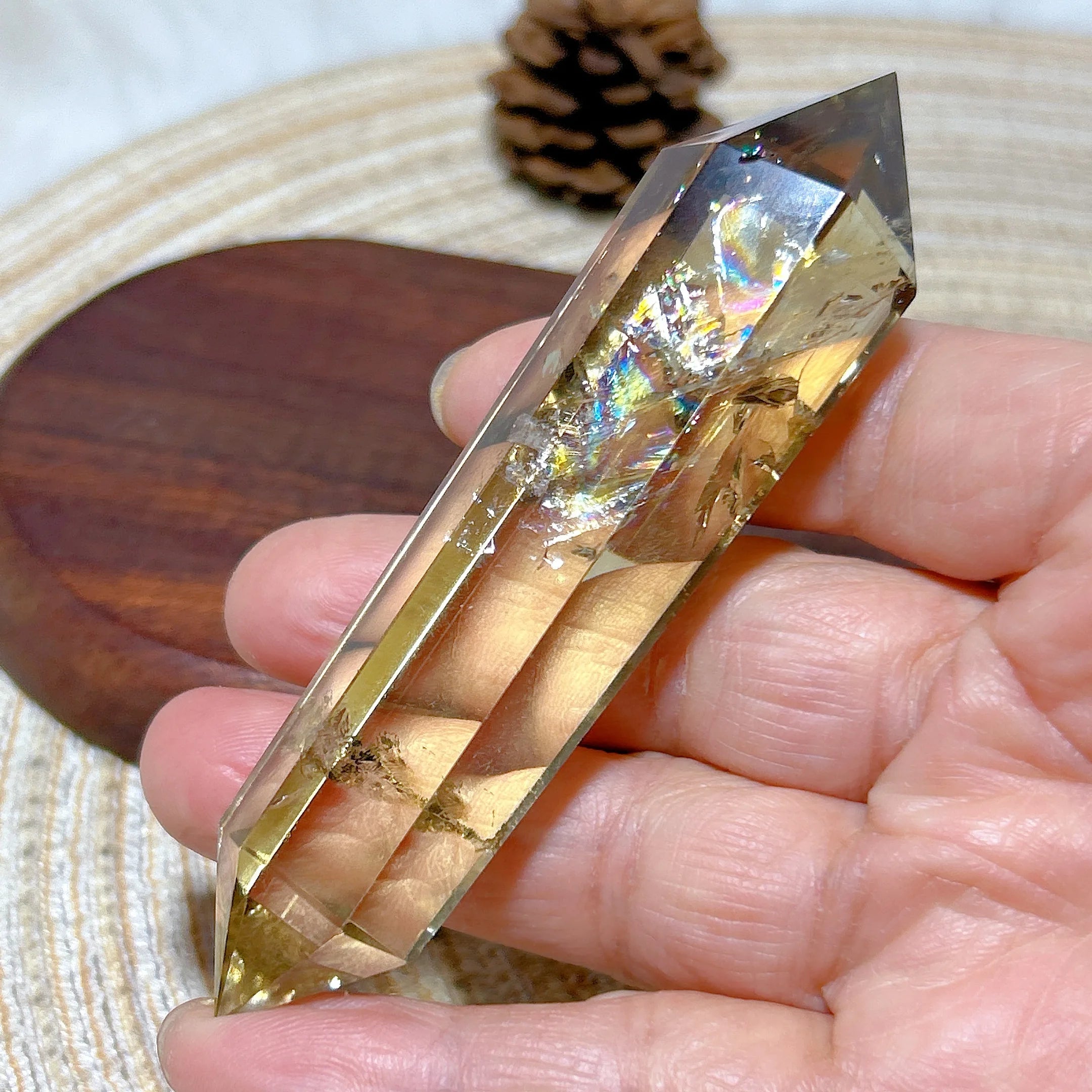 Healing Natural Crystal Smokey Citrine Double Tower Mountain Energy Reiki Ornament High Quality Home Decorations Room Decor Gift