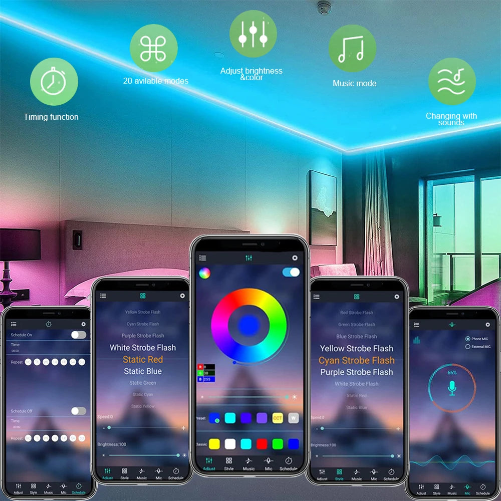 12V Wifi Bluetooth RGB COB LED Strip Remote Control 44key 24key Power Kit 840LED/m Flexible Light Tape Home Decoration 1 2 Rolls