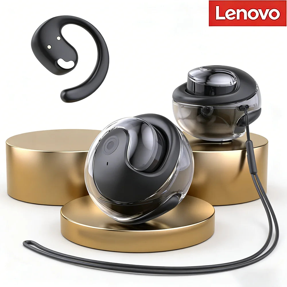 Lenovo Ear-hook Headphones, Hands-free, Waterproof, Sports Headphones, Open-back Wireless Bluetooth Headphones with Microphone