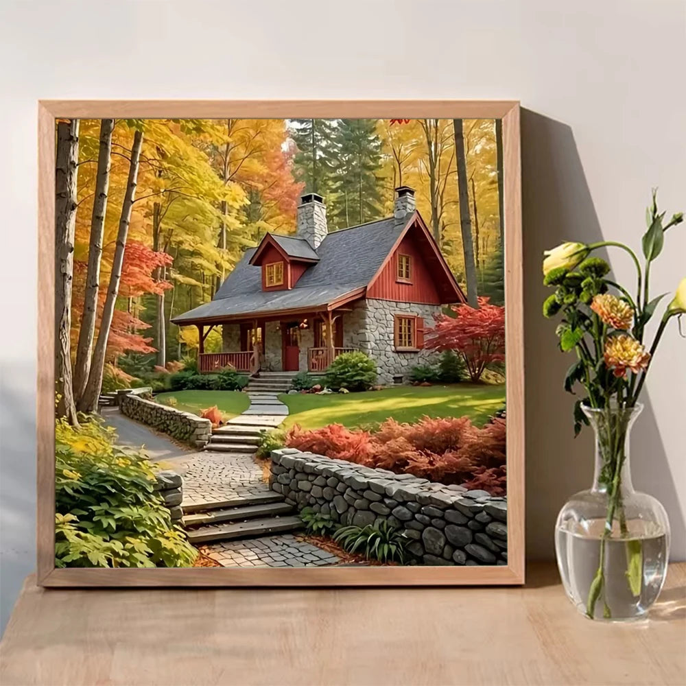 Momoart DIY Diamond Painting House Landscape New Collection Full Drill Square Diamond Mosaic Tree Cross Stitch Handmade Hobby