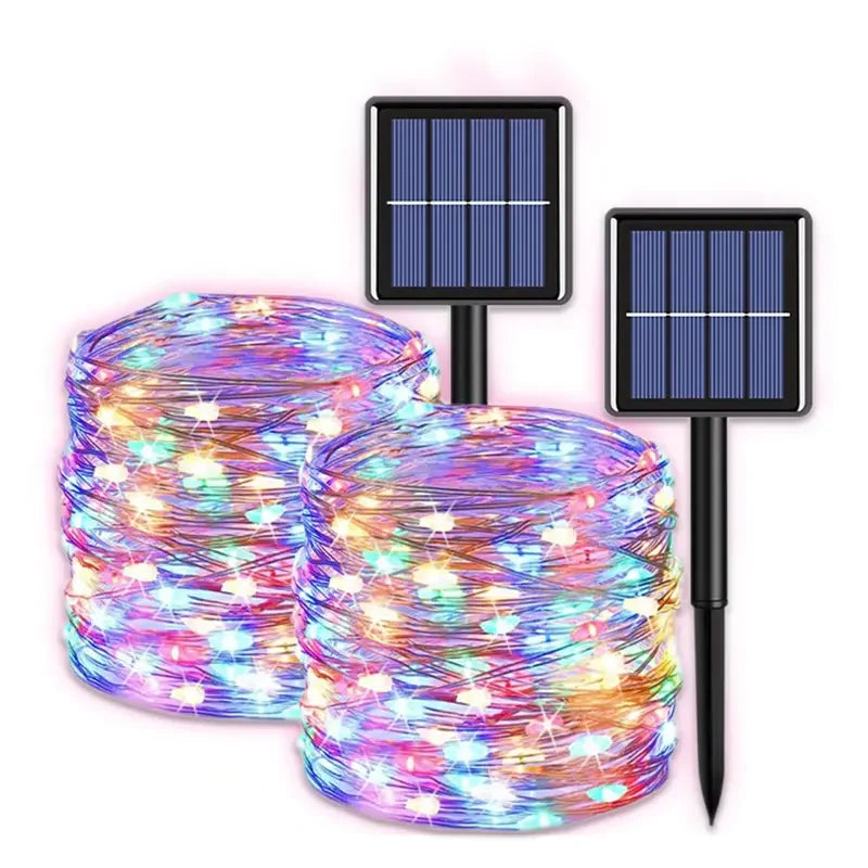 Led Solar Fairy String Lights 8 Modes Christmas Led Light Outdoor Garden Patio Wire Garland Light Christmas Lights
