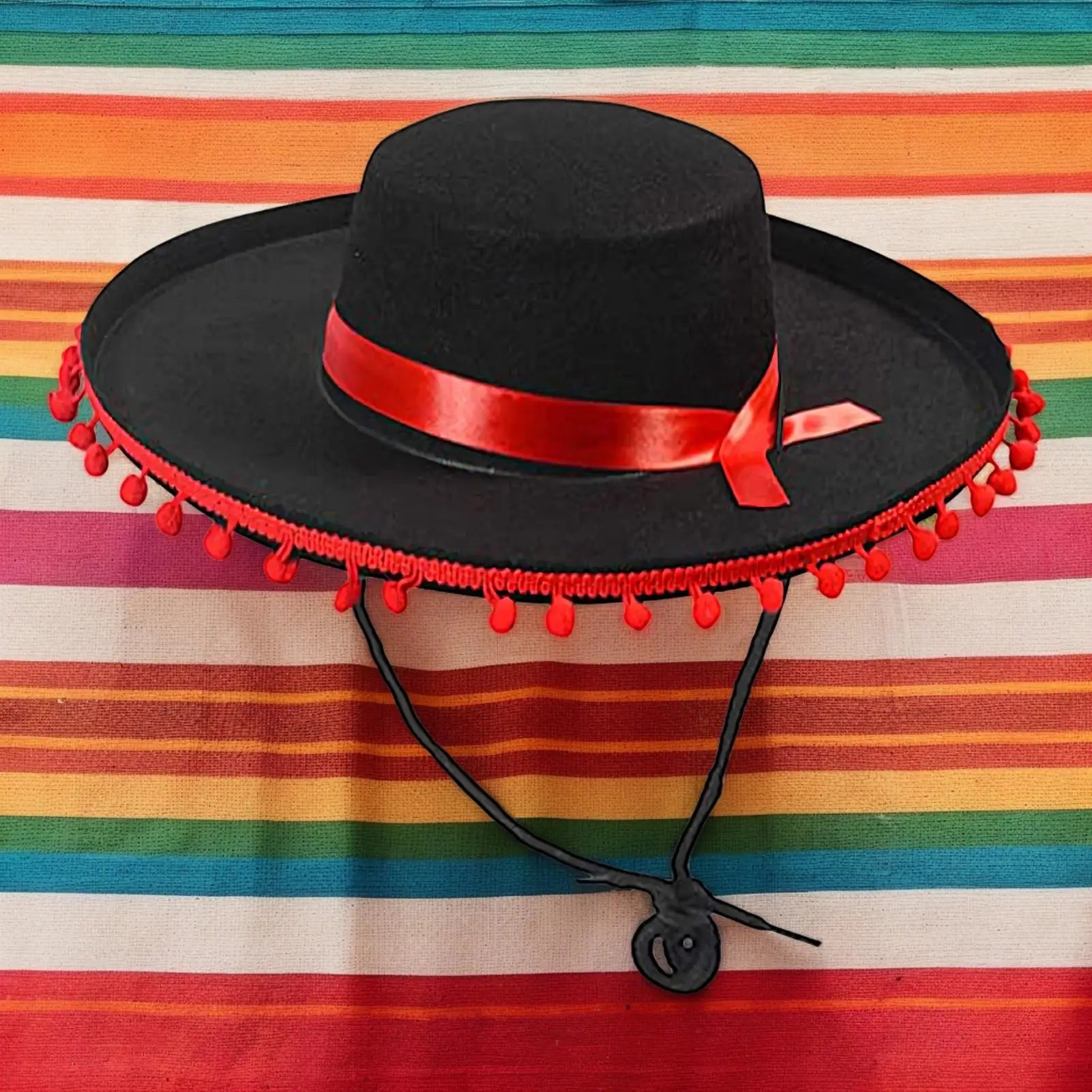 Mexican Hat Large Mexican Sombrero caps With Ball Flamenco Cosplay Costume With Pom-Poms Spanish Outfit Accessories For Holiday