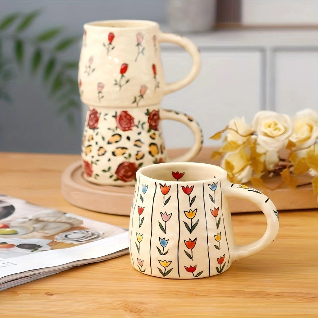 1PC 350ml Handmade Unique Design Ceramic Mug, Coffee Mug for Tea, Coffee, Milk, Juice in Kitchen, Dining Room, Living Room
