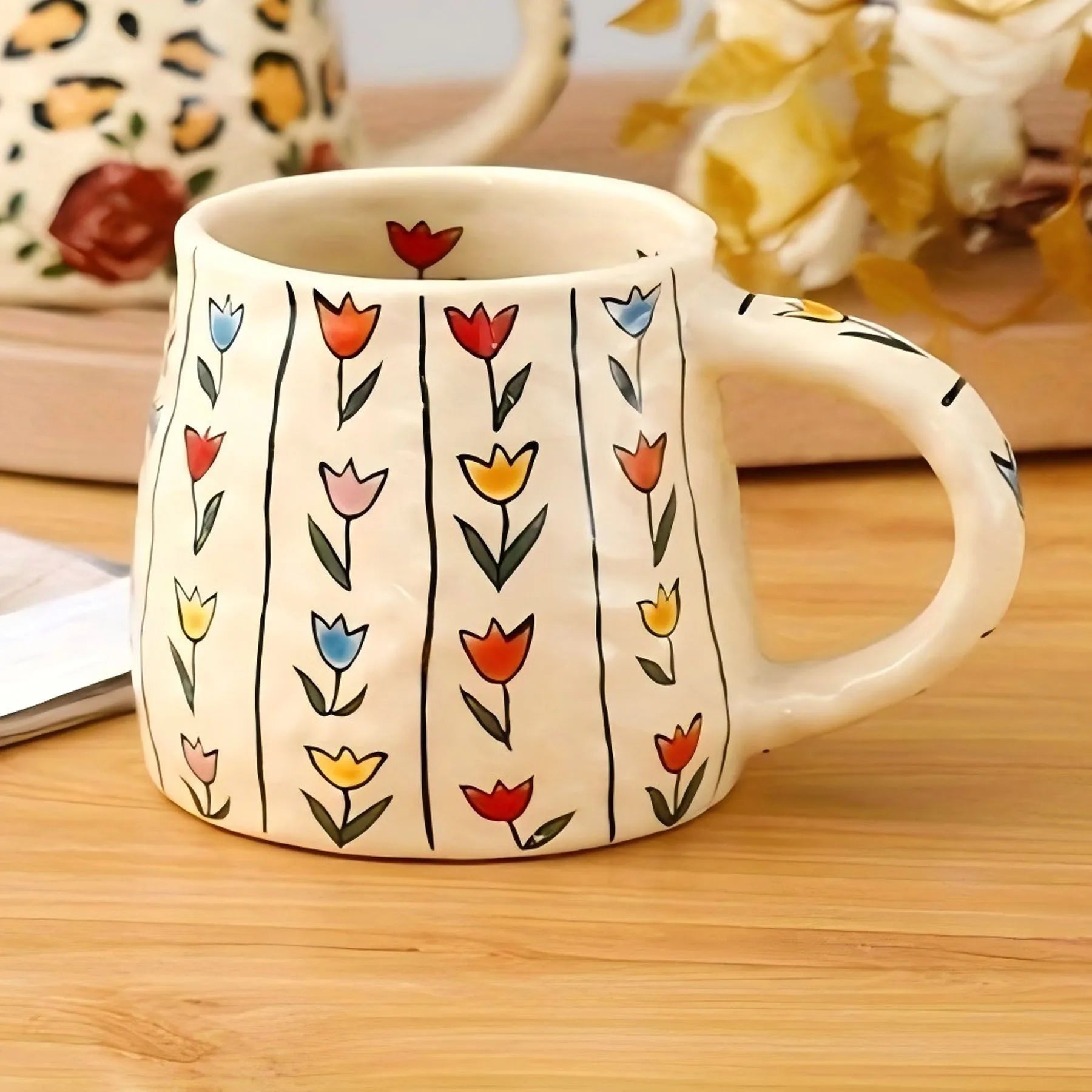 1PC 350ml Handmade Unique Design Ceramic Mug, Coffee Mug for Tea, Coffee, Milk, Juice in Kitchen, Dining Room, Living Room