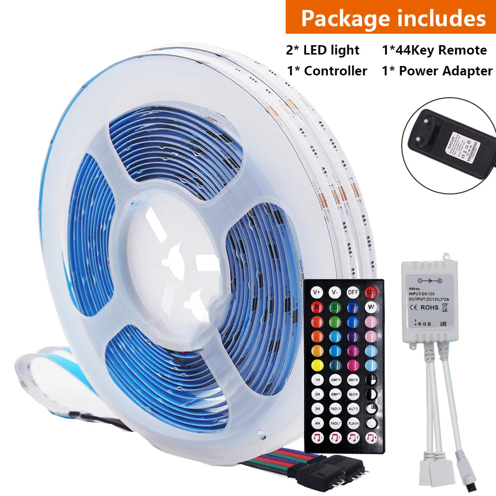 12V Wifi Bluetooth RGB COB LED Strip Remote Control 44key 24key Power Kit 840LED/m Flexible Light Tape Home Decoration 1 2 Rolls