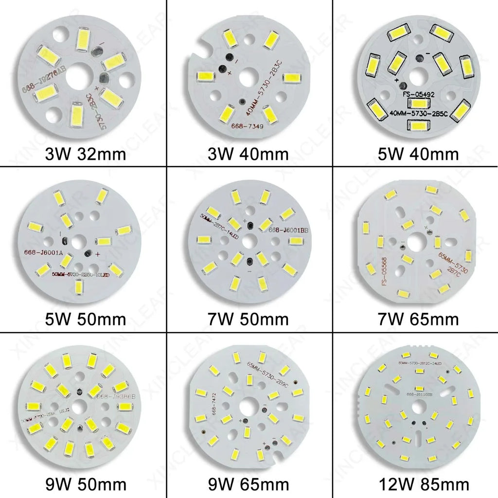 10PCS LED Light Source Round Light Panel 3W 5W 7W 9W 15W 18W 24W 36W SMD5730 DIY Light Bulb Modification Light Panel Accessories