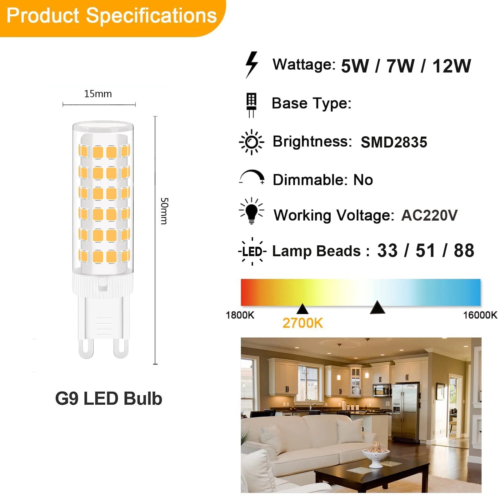 G9 led bulb 5W 7W 12W 220V G9 led lamp SMD2835 G9 LED Corn light warm white spotlight Replace 30W 50W 80W halogen light