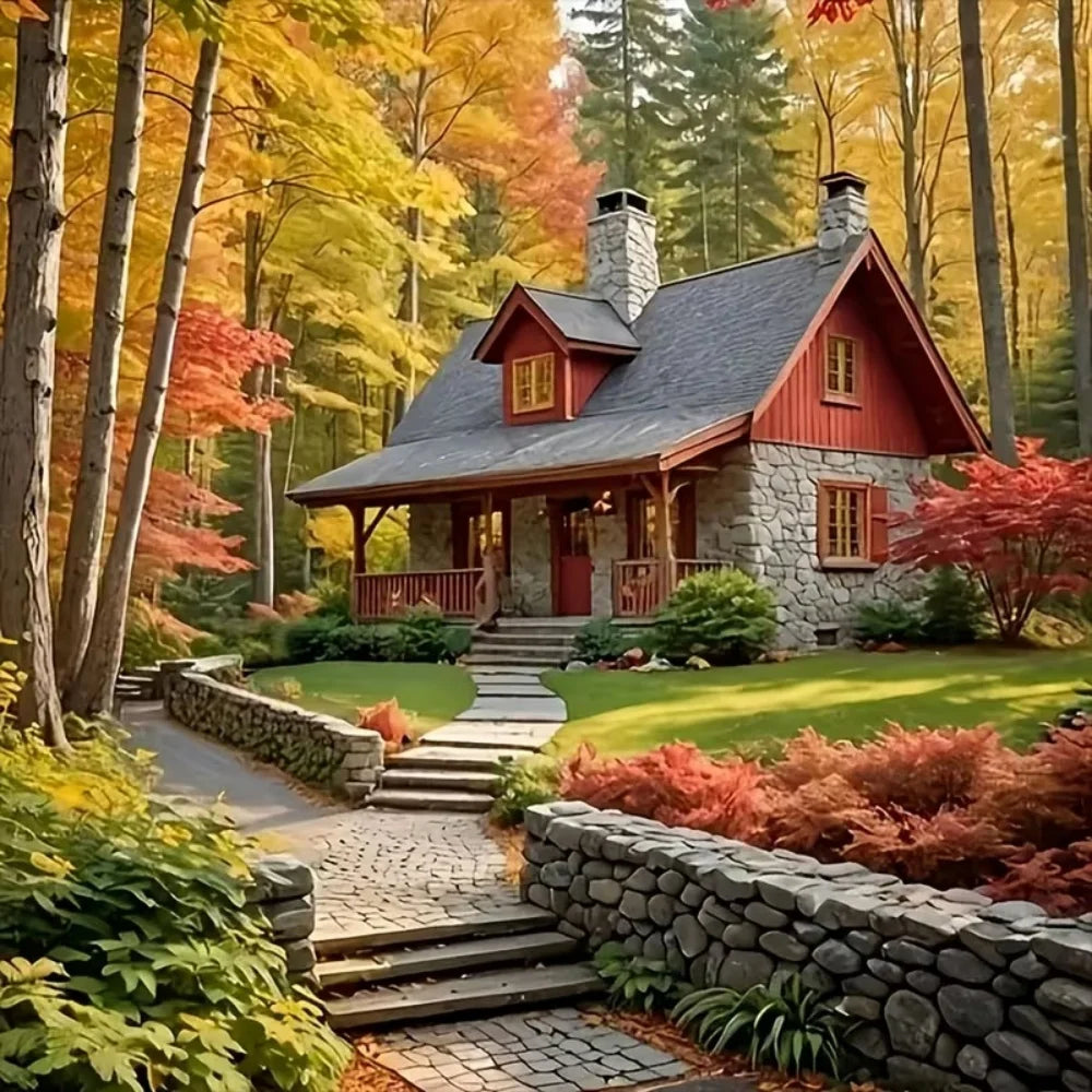 Momoart DIY Diamond Painting House Landscape New Collection Full Drill Square Diamond Mosaic Tree Cross Stitch Handmade Hobby