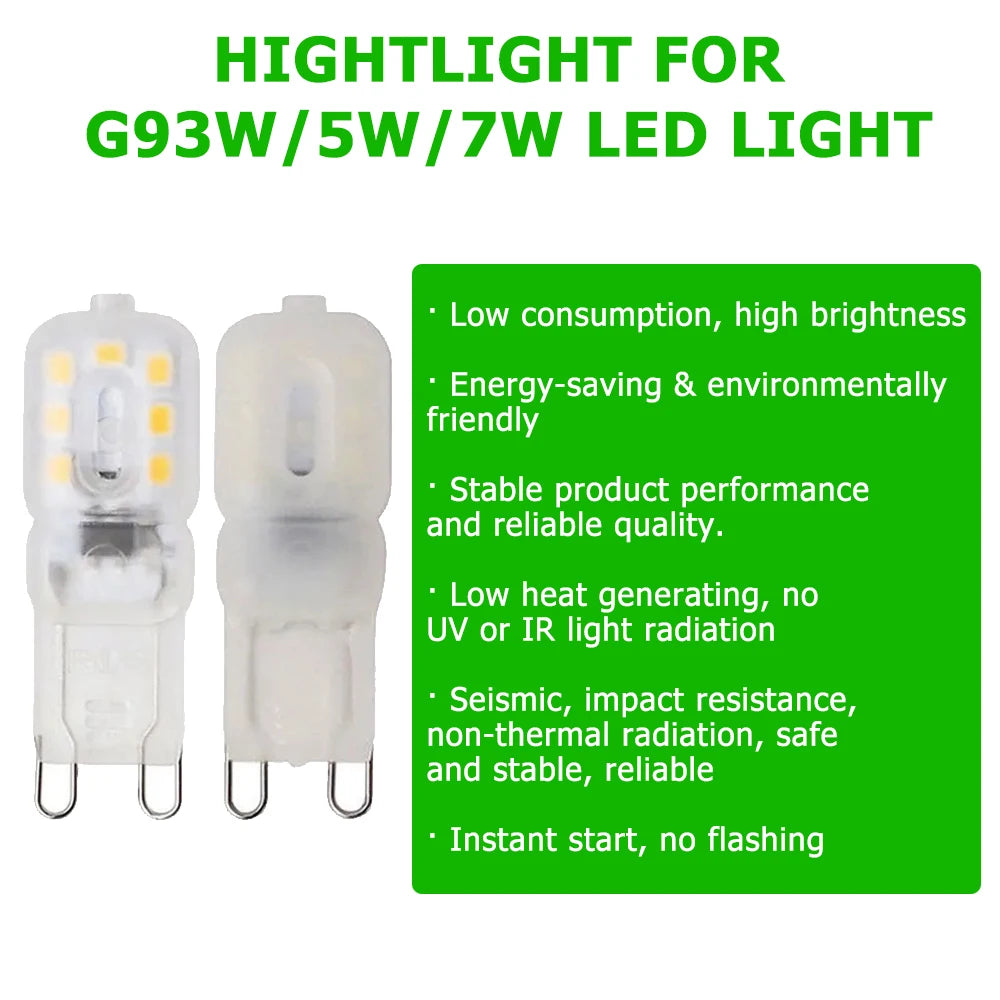 10PCS Dimmable G9 Led Corn Bulb 3W 5W 7W 110V 220V Cold/Warm/Neutral White Light Clear Shell 360 Beam Lampada Smd2835 for Room