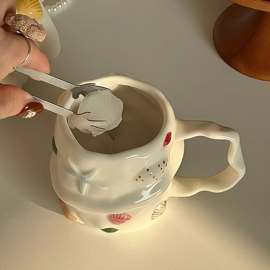 Ceramic cup Coffee cup Water cup Mug Tea cup Cup Bone china Jingdezhen ware Large capacity High-temperature fired Ivory-white po