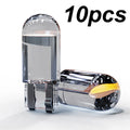 10X New W5W LED T10 Car Lights COB Glass Interior Parts Bulbs White ice blue Yellow Auto License Plate Lamp Dome Read Light 12V