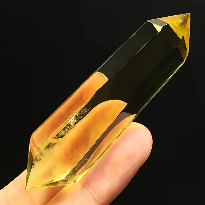 1pc of Natural Citrine Quartz Crystal Double-Ended Tower Wand - a Six-Faceted Double-Pointed Necklace