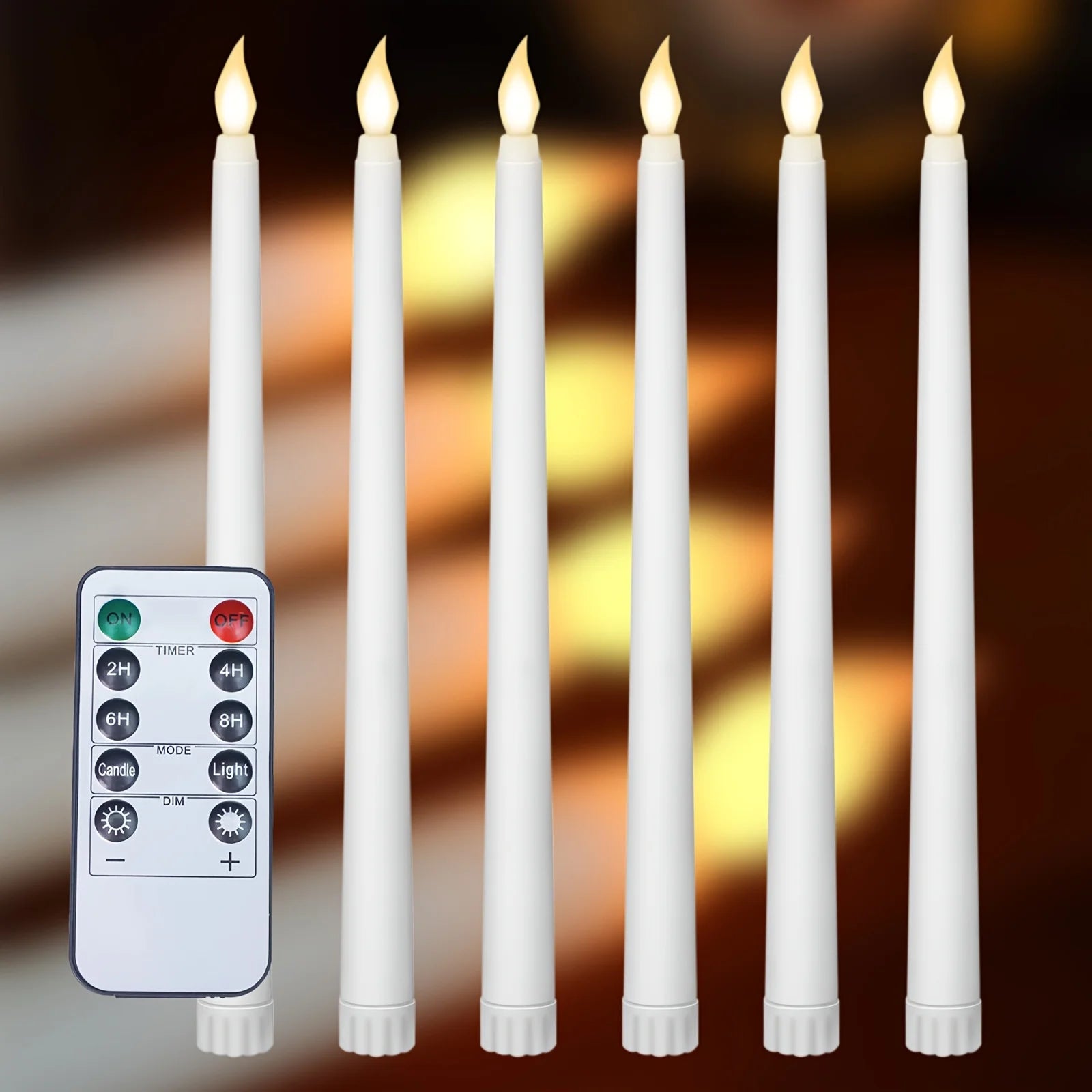 6/12pcs LED Flameless Taper Candles Flickering Electric Long Candle Light Dinner Candle Candlesticks Decor Party Wedding Home