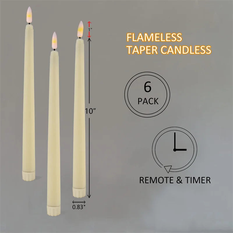 6/12pcs LED Flameless Taper Candles Flickering Electric Long Candle Light Dinner Candle Candlesticks Decor Party Wedding Home