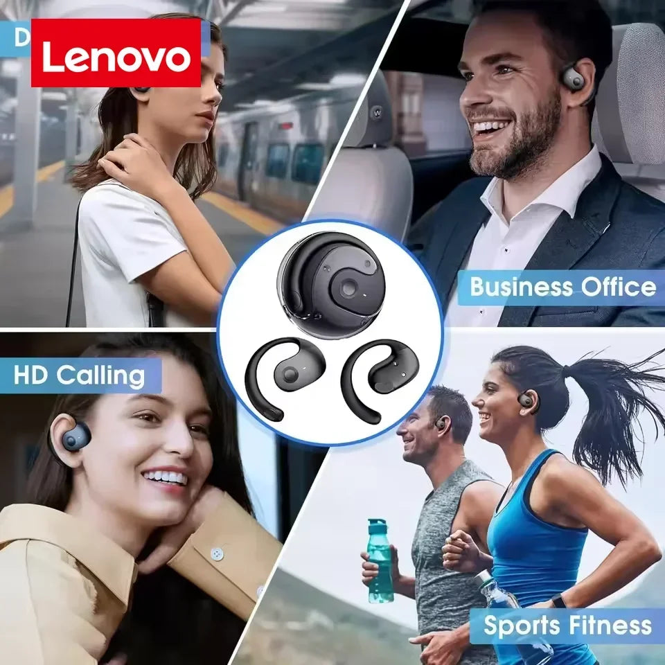 Lenovo Ear-hook Headphones, Hands-free, Waterproof, Sports Headphones, Open-back Wireless Bluetooth Headphones with Microphone