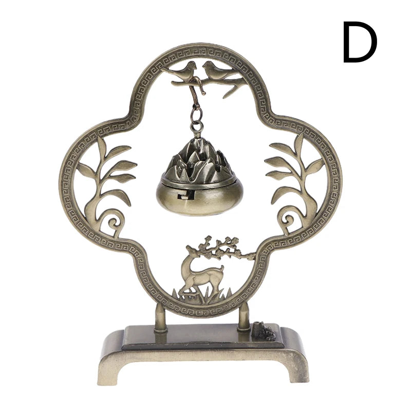 Lotus Flower Incense Burner Retro Hollow Out Zinc Alloy Hanging Lotus Burners Blessing Nasturtium Holder Home Office Decor