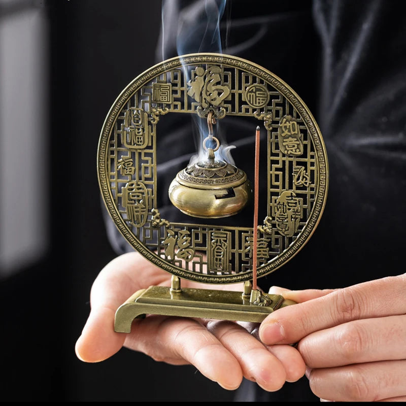 Lotus Flower Incense Burner Retro Hollow Out Zinc Alloy Hanging Lotus Burners Blessing Nasturtium Holder Home Office Decor