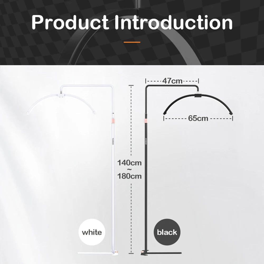 Half-moon Fill Light Andoer 36W Floor LED Video Light 3000K-6000K Dimmable with 70.9in Light Stand for Beauty Makeup Live Stream