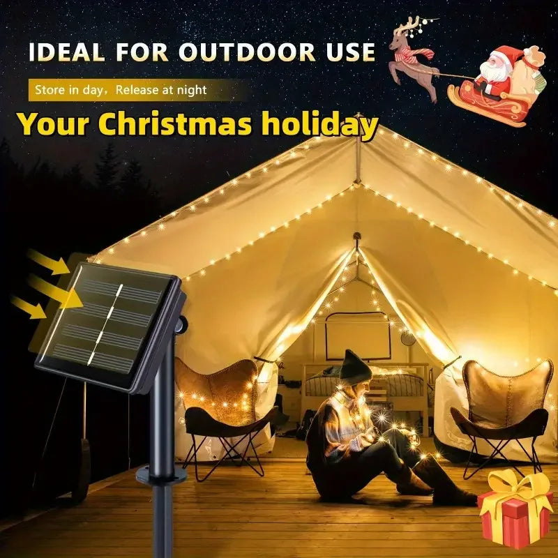 Led Solar Fairy String Lights 8 Modes Christmas Led Light Outdoor Garden Patio Wire Garland Light Christmas Lights