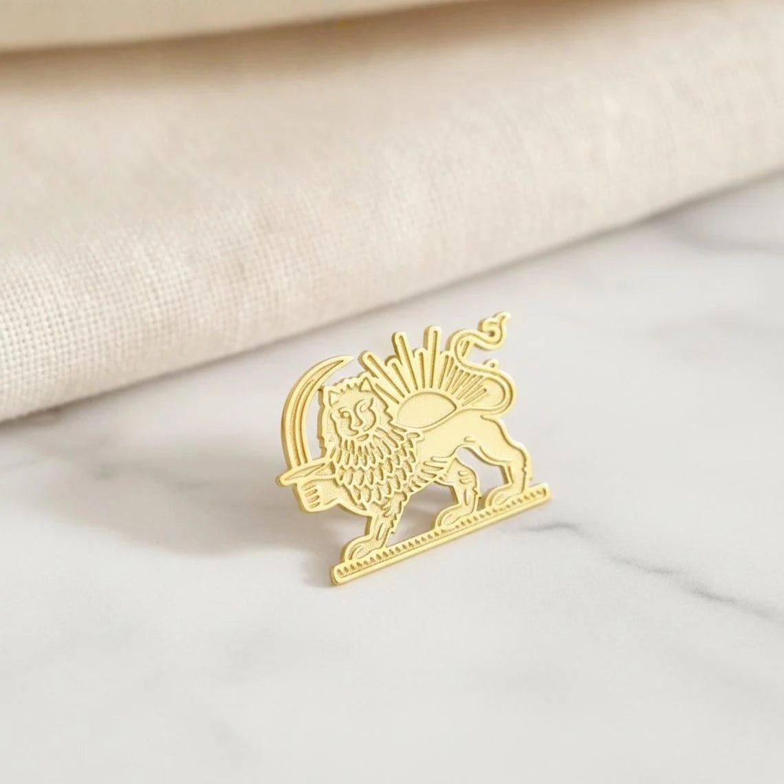 Cazador Stainless Steel Persian Lion and Sun Pins Brooch for Women Men Iran Flag Suit Collar Badges Jewelry Wholesale 2026 Gift