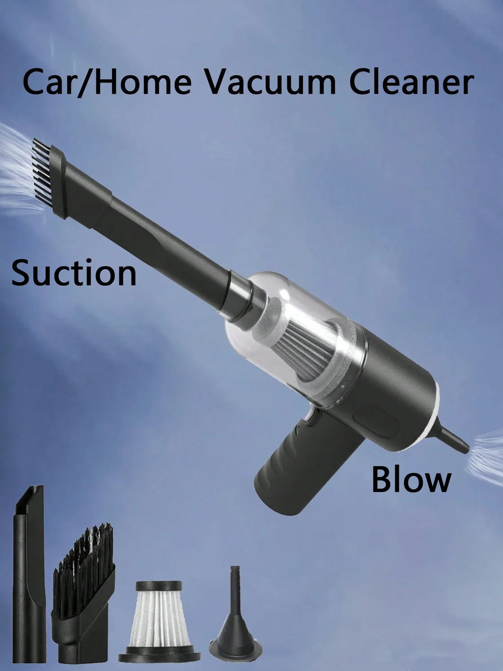 1PC Wireless Vacuum Cleaner 120W High Power Black Dual Use for Home And Car Powerful Portable Handheld Vacuum