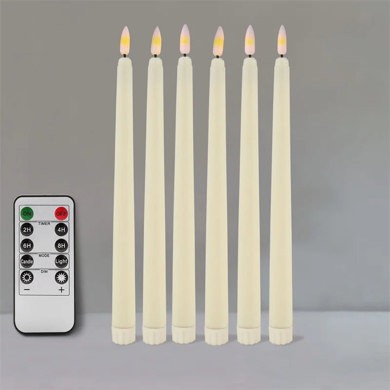 6/12pcs LED Flameless Taper Candles Flickering Electric Long Candle Light Dinner Candle Candlesticks Decor Party Wedding Home