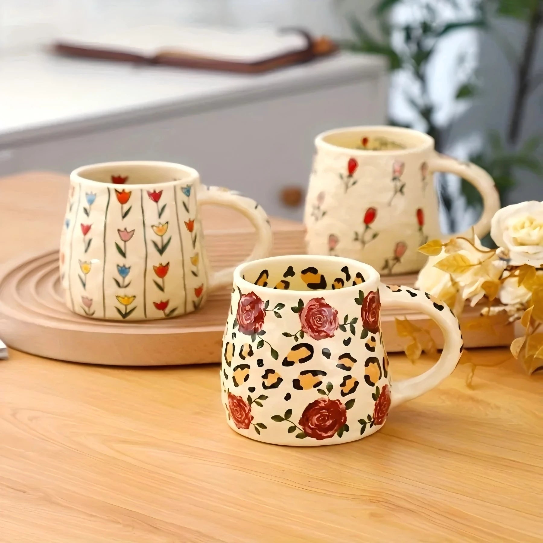 1PC 350ml Handmade Unique Design Ceramic Mug, Coffee Mug for Tea, Coffee, Milk, Juice in Kitchen, Dining Room, Living Room