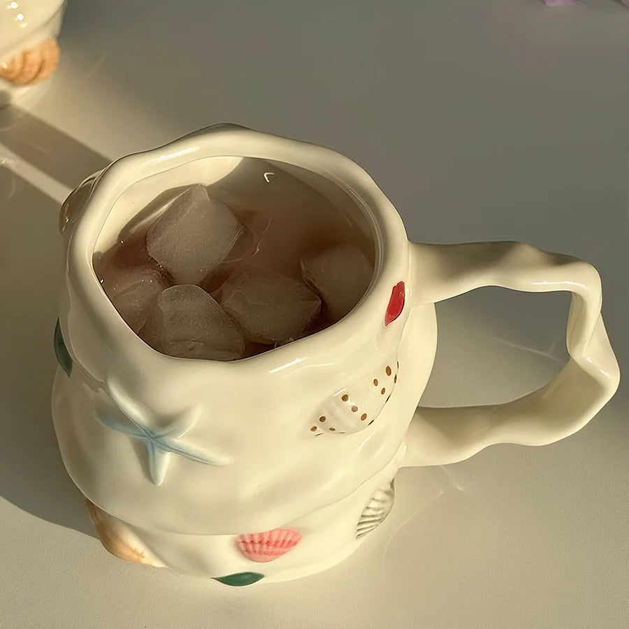 Ceramic cup Coffee cup Water cup Mug Tea cup Cup Bone china Jingdezhen ware Large capacity High-temperature fired Ivory-white po