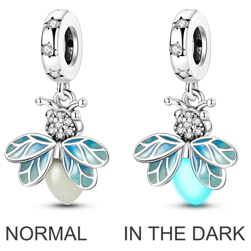 2026 Hot Sale Luminous Firefly Charms Beads 925 Sterling Silver Owl Cat Love Dangle Fit Original Bangle Bracelets DIY Jewelry