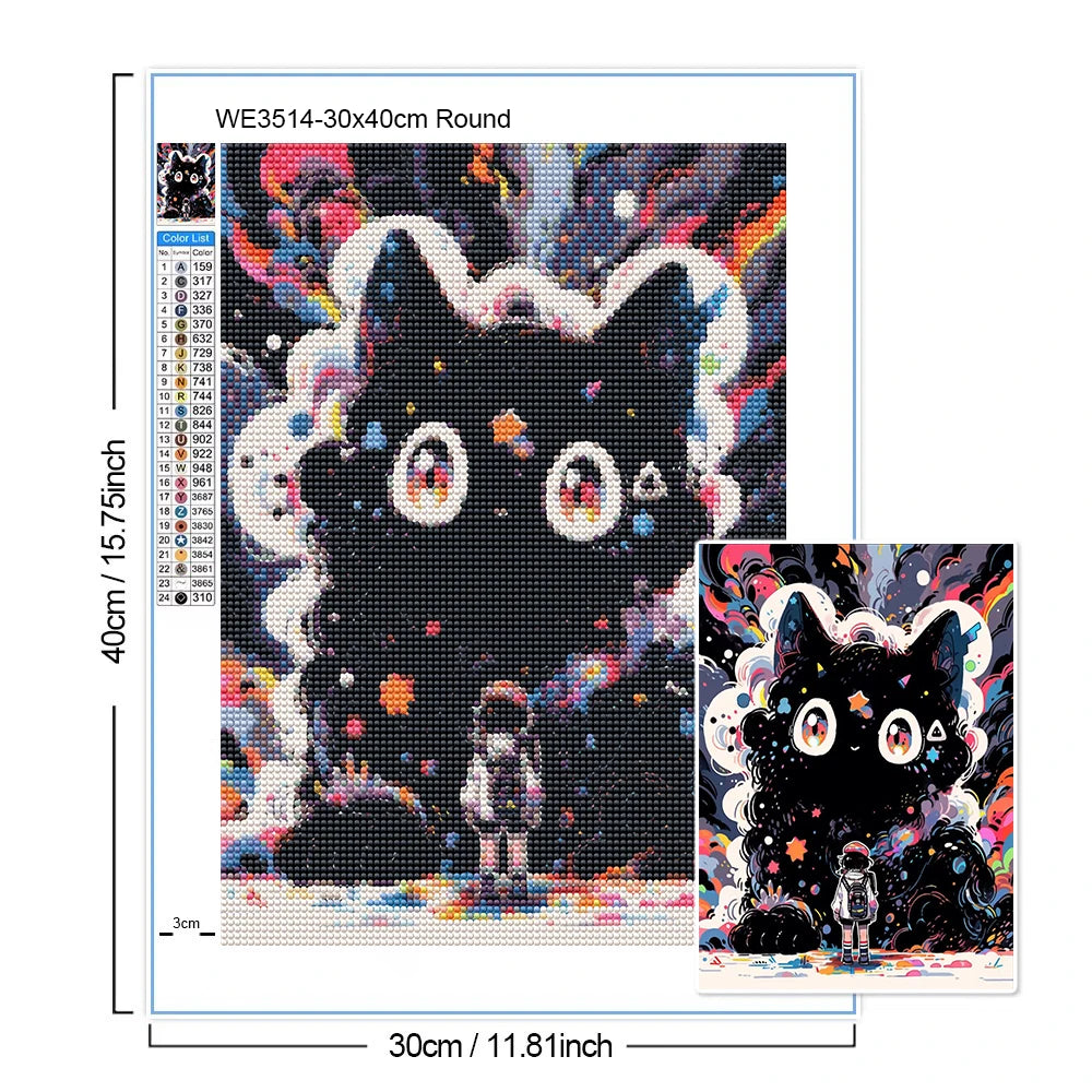 Cartoon Black Cat Diamond Painting Cute Girl Full Square/Round Diamond Mosaic Cross Stitch DIY Home Decoration Handmade Gift